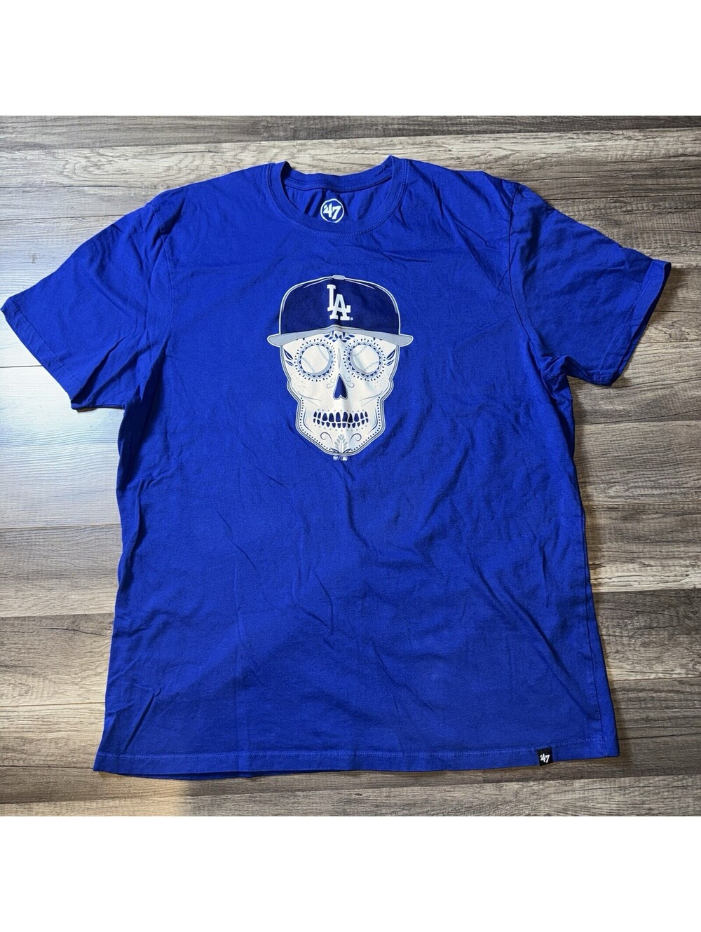 47 Brand Los Angeles Dodgers Sugar Skull T-Shirt XXL Blue Dia De Los Muertos MLB